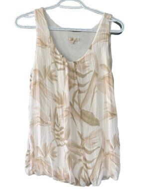 Giusy tropical print sleeveless tank top beige women's size M